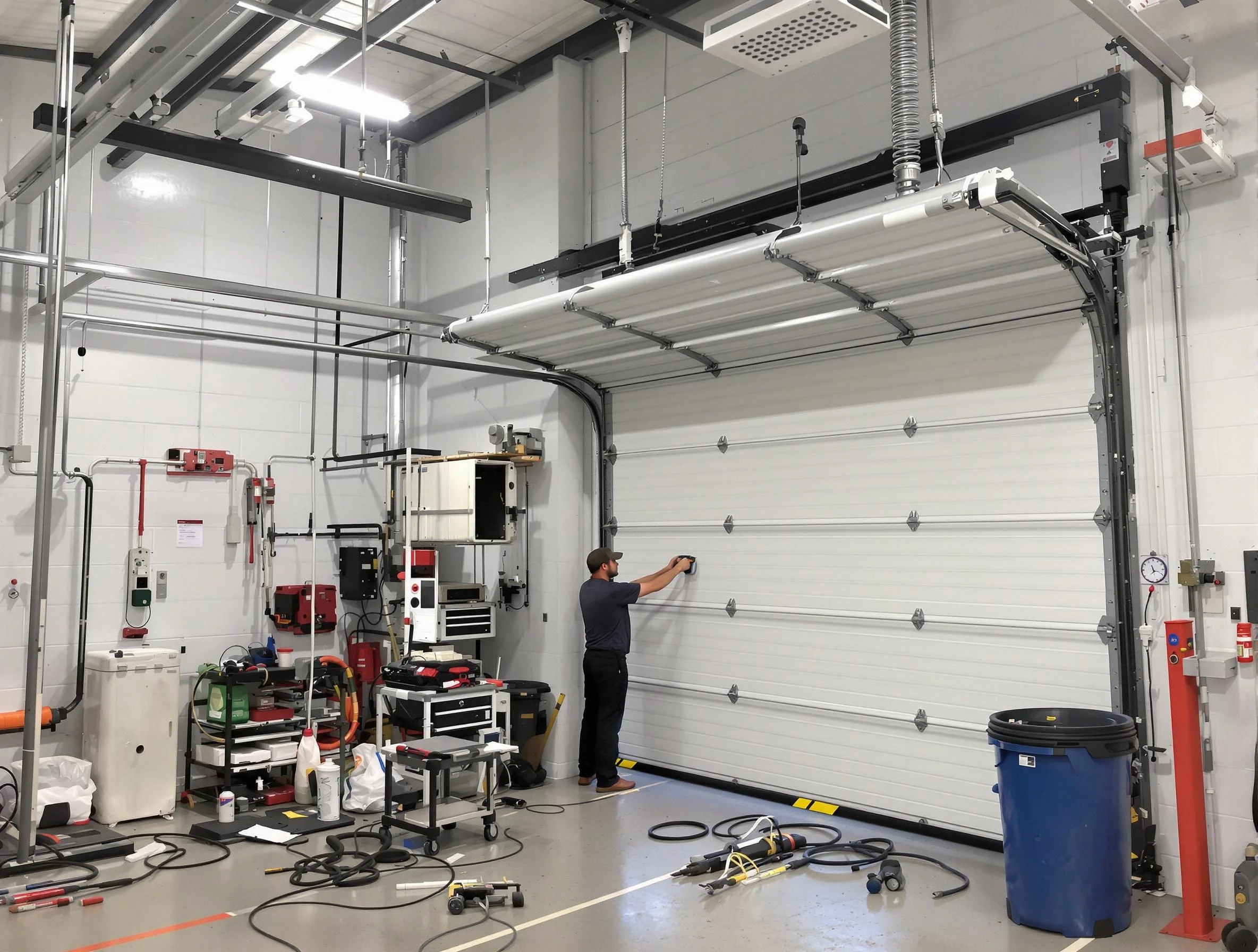 Jacksonville Garage Door Repair certified technician performing commercial door repair at a Jacksonville business facility