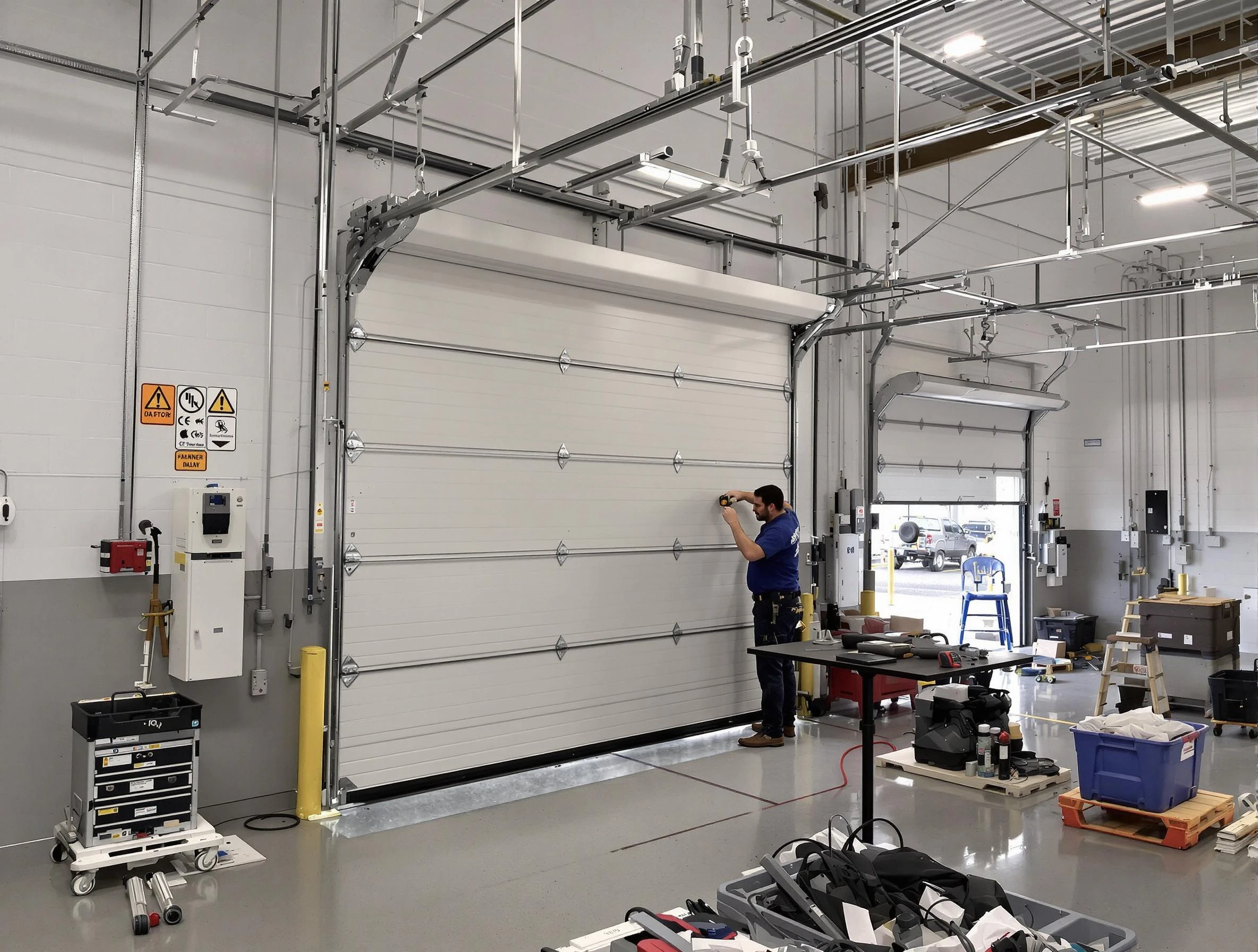 Commercial garage door repair being performed by Jacksonville Garage Door Repair expert in Jacksonville