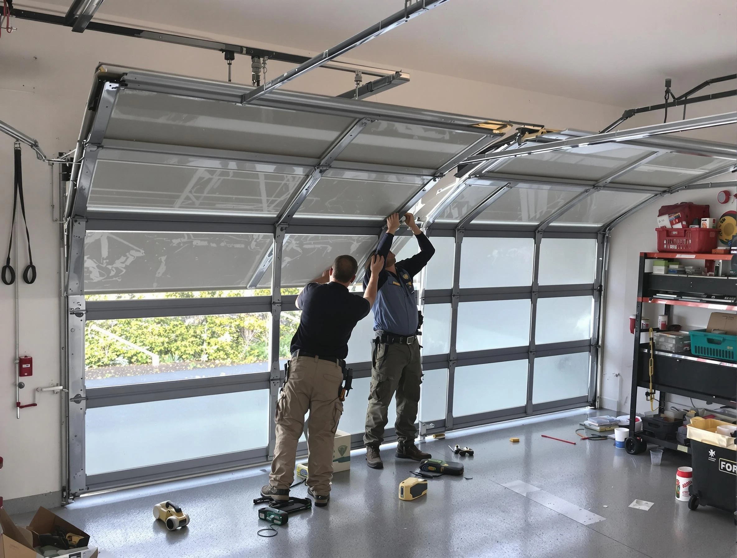 Jacksonville Garage Door Repair expert performing precise panel replacement on Jacksonville garage door