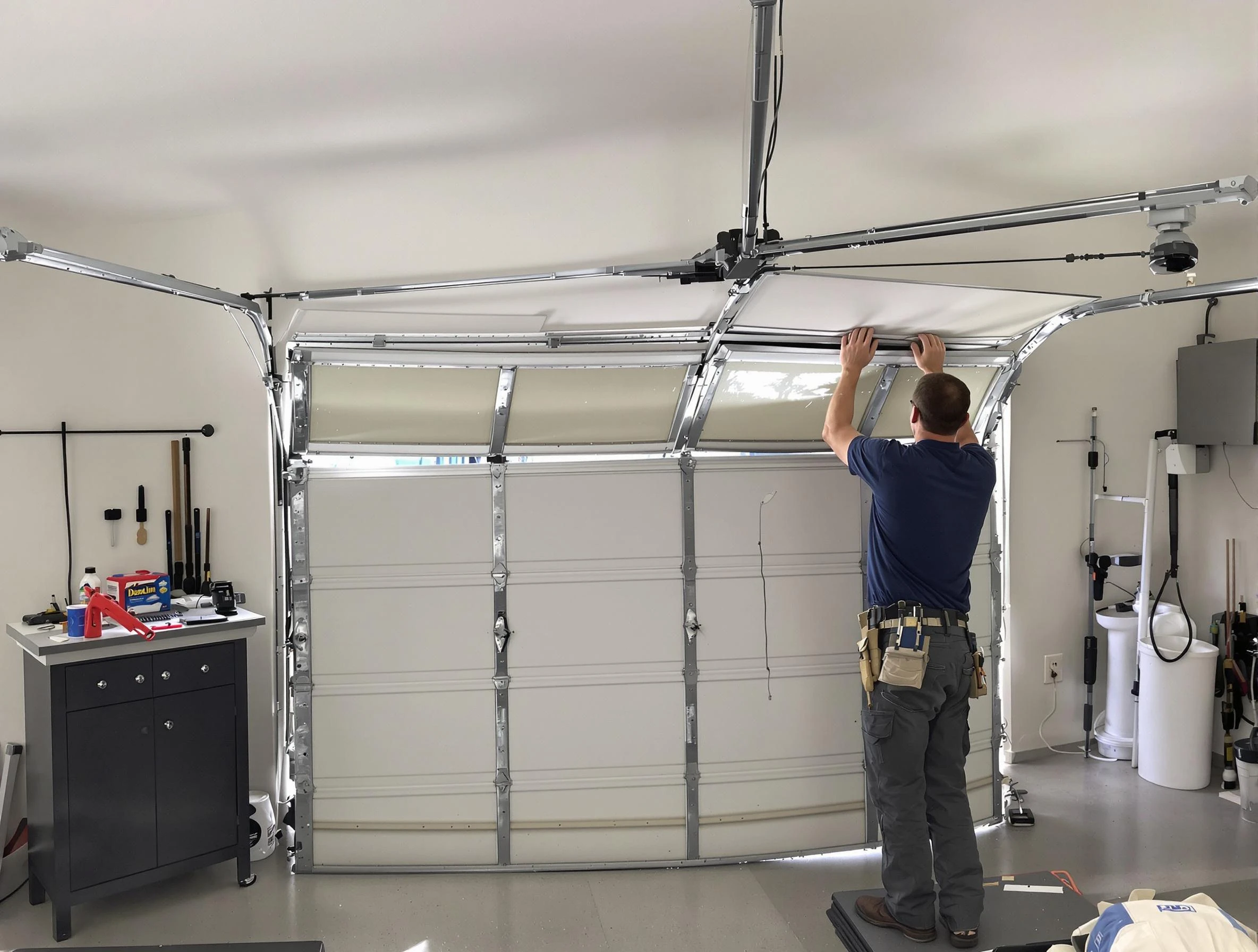 Jacksonville Garage Door Repair specialist performing precise section replacement on Jacksonville garage door