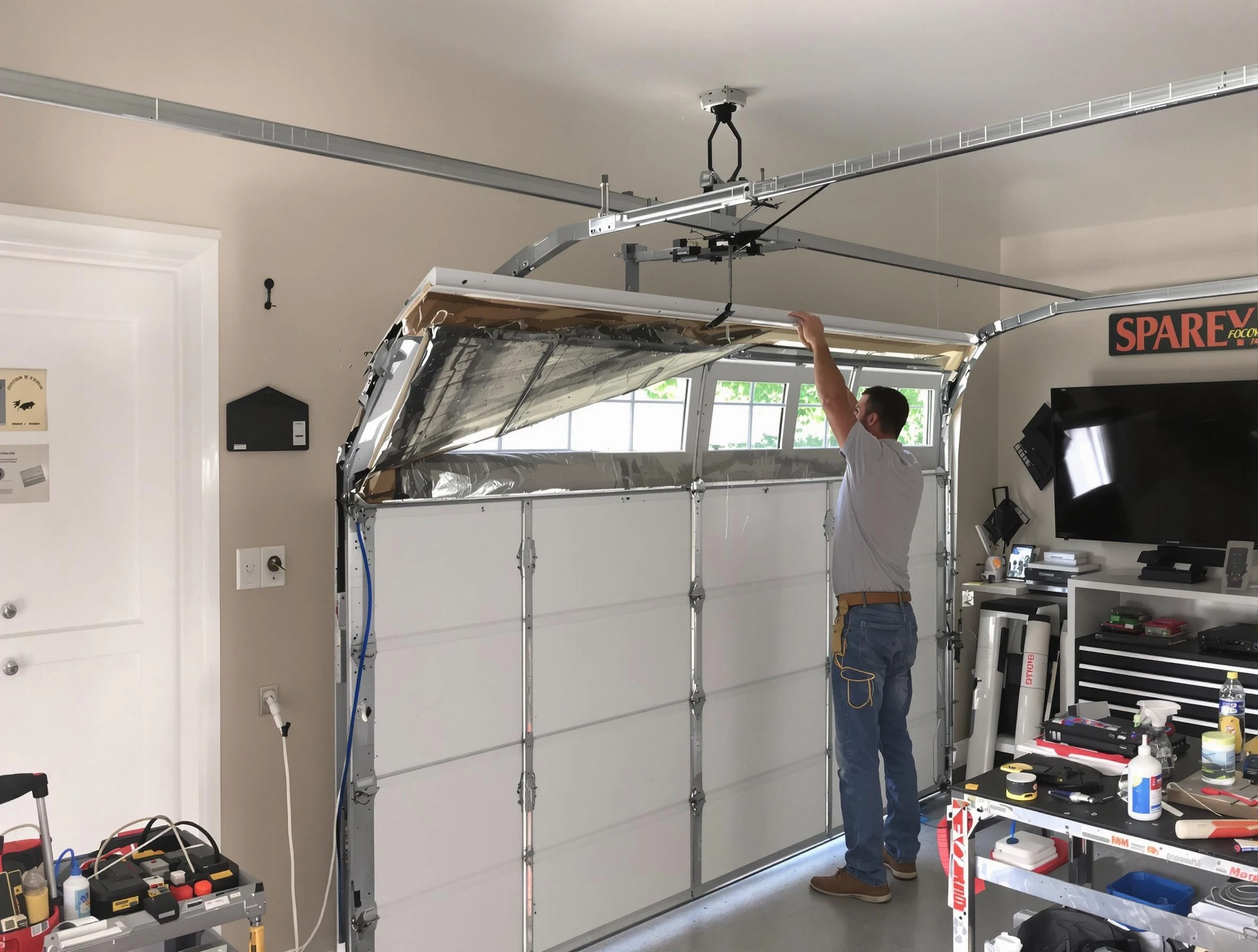 Garage door section replacement by Jacksonville Garage Door Repair in Jacksonville